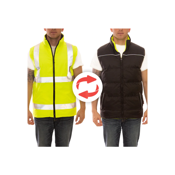 Tingley V26022 Reversible Fluorescent yellow-green / Black Insulated Vest