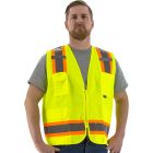 Majestic 75-3221 High Visibility Class 2 Lime Green Surveyors Vest with Two-Tone Dot Striping