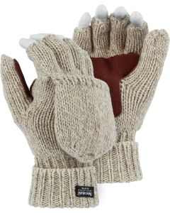 Majestic 3422P Winter Ragg Wool Knit Glove with Leather Palm and Hood
