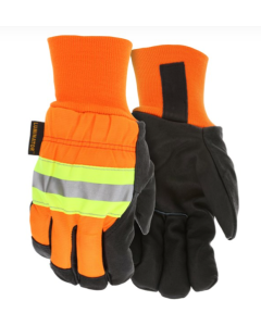 MCR 34411 Luminator Leather Drivers Insulated Work Gloves Hi-Vis Back