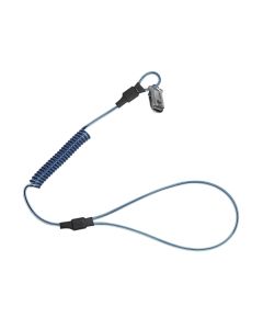 Falltech 5329A5 2lb Stretch-Coil Hard Hat Tether with Choke-on Cinch-loop and Snap-clip, 18"