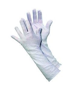 MCR 8614C Long White Reversible and Unhemmed 100% Cotton Lisle 14 Inch Length Straight Thumb Inspectors Gloves