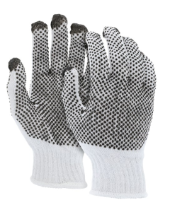 MCR 9660 String Knit White Cotton Polyester Blend with PVC Dots Cotton String Knit Work Gloves