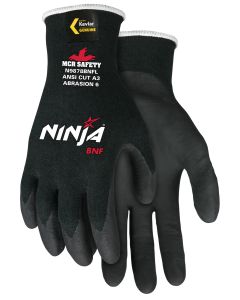 MCR Safety N9878BNF Cut Pro Ninja BNF Work Gloves 18 Gauge Kevlar Shell NFT Coated Palm and Fingertips
