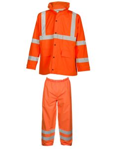 Kishigo RW111 Orange Rainwear Set with Hi-Vis Reflective Jacket and Pants