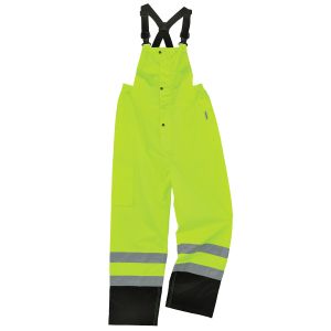 Ergodyne GloWear 8918BK Hi-Vis Rain Bibs Class E Black Bottom