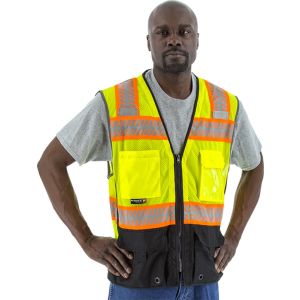 Majestic 75-3249 High Visibility Mesh Vest with DOT Reflective Chainsaw Striping Class 2